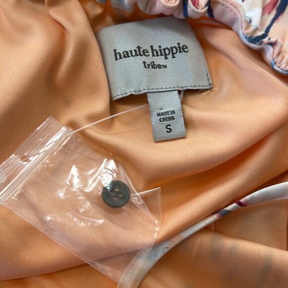 Haute Hippie Peach Floral Tribe Printed Long Sleeve Top Size Small - Picture 8 of 8